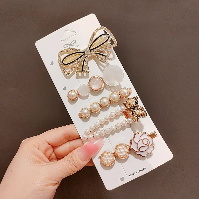 Women's Heart & Pearl Hairpins Set for Girls