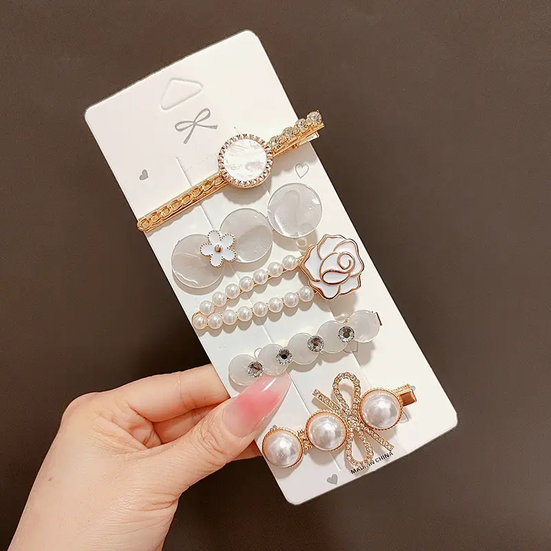 Women's Heart & Pearl Hairpins Set for Girls