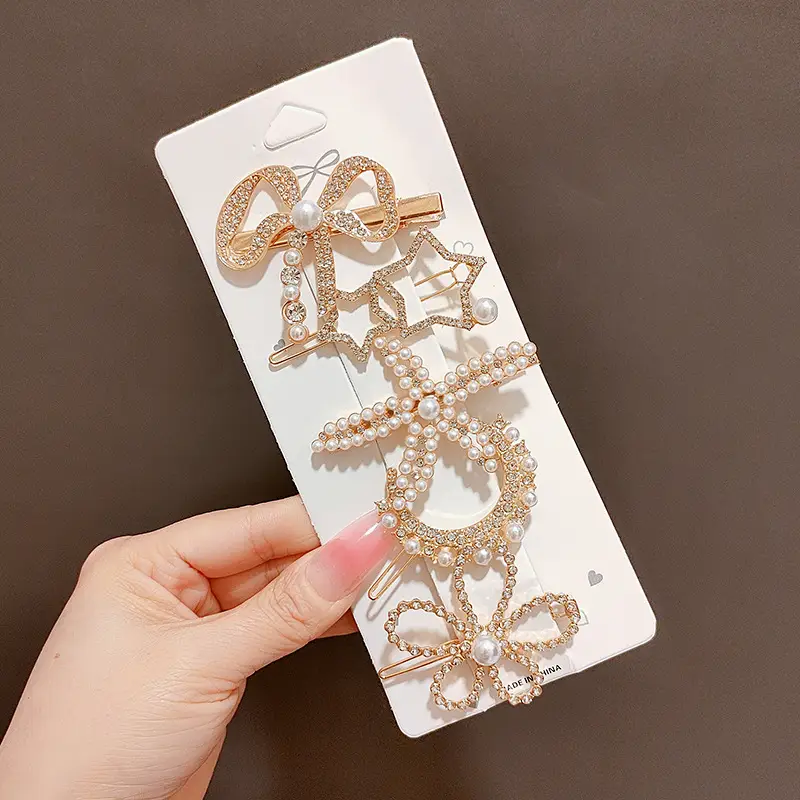 Women's Heart & Pearl Hairpins Set for Girls