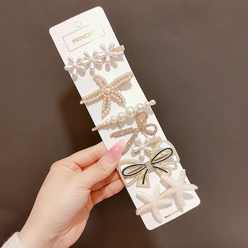 Women's Heart & Pearl Hairpins Set for Girls