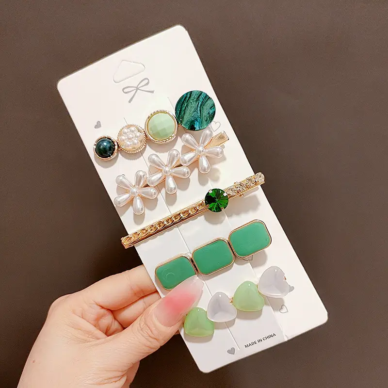 Women's Heart & Pearl Hairpins Set for Girls