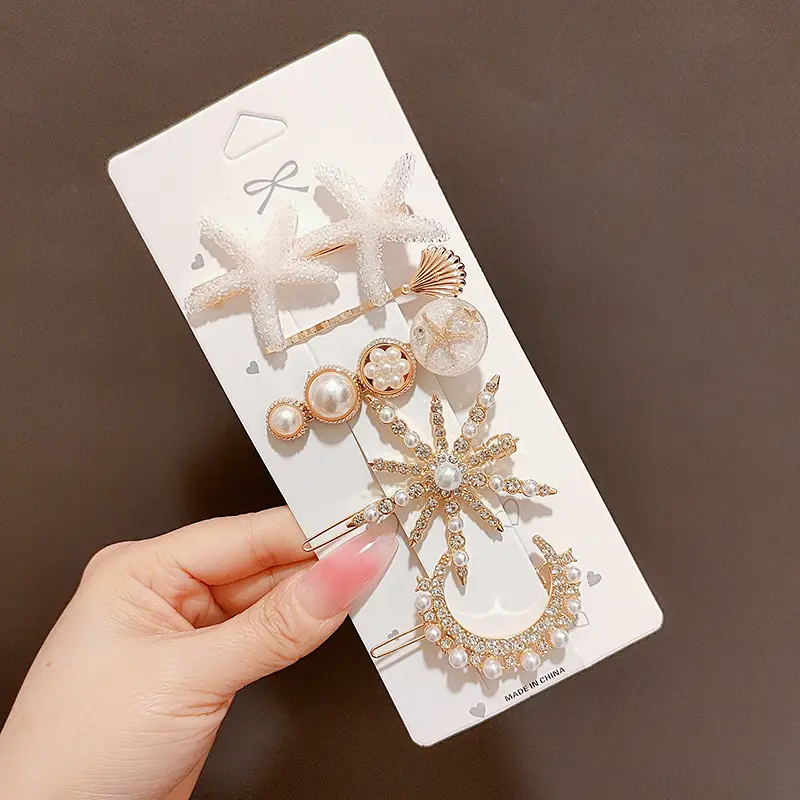 Women's Heart & Pearl Hairpins Set for Girls