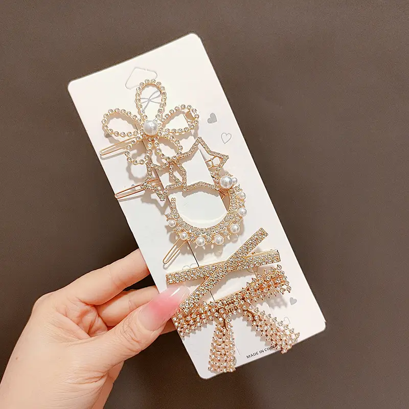 Women's Heart & Pearl Hairpins Set for Girls