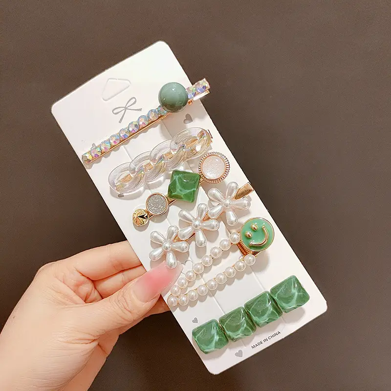 Women's Heart & Pearl Hairpins Set for Girls