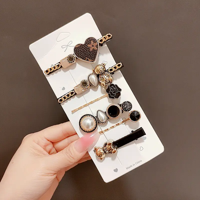 Women's Heart & Pearl Hairpins Set for Girls