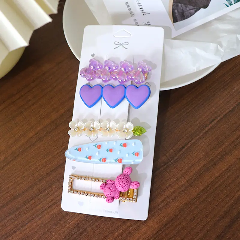 Women's Heart & Pearl Hairpins Set for Girls