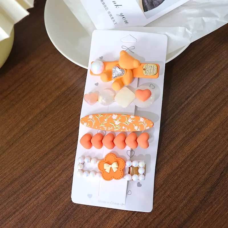 Women's Heart & Pearl Hairpins Set for Girls