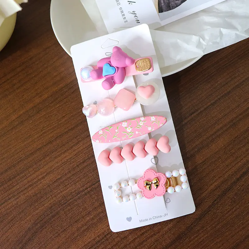 Women's Heart & Pearl Hairpins Set for Girls