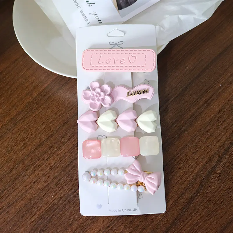 Women's Heart & Pearl Hairpins Set for Girls