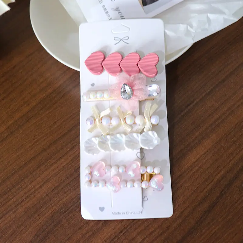 Women's Heart & Pearl Hairpins Set for Girls