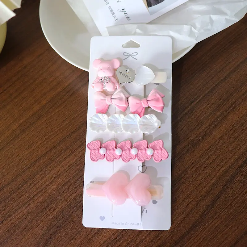Women's Heart & Pearl Hairpins Set for Girls