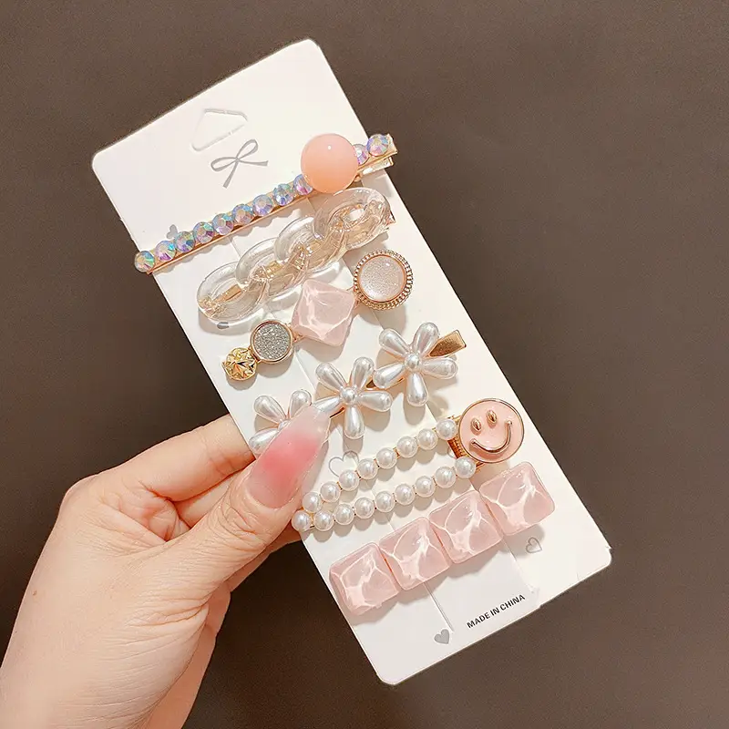 Women's Heart & Pearl Hairpins Set for Girls