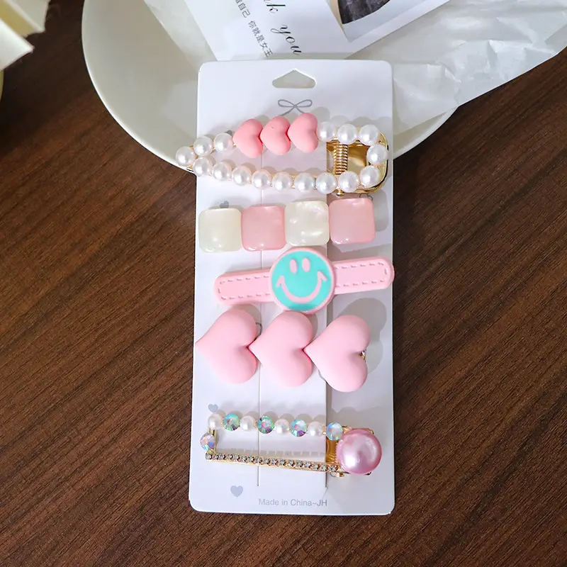 Women's Heart & Pearl Hairpins Set for Girls