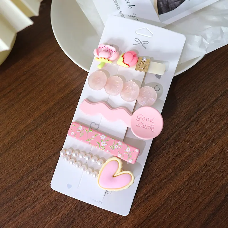 Women's Heart & Pearl Hairpins Set for Girls