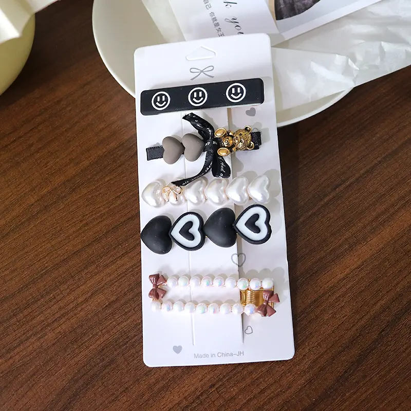 Women's Heart & Pearl Hairpins Set for Girls