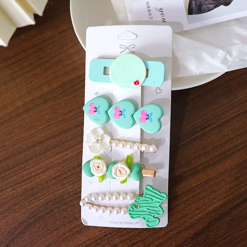 Women's Heart & Pearl Hairpins Set for Girls
