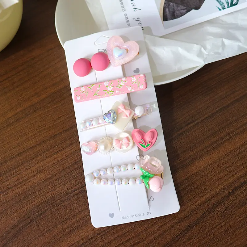 Women's Heart & Pearl Hairpins Set for Girls