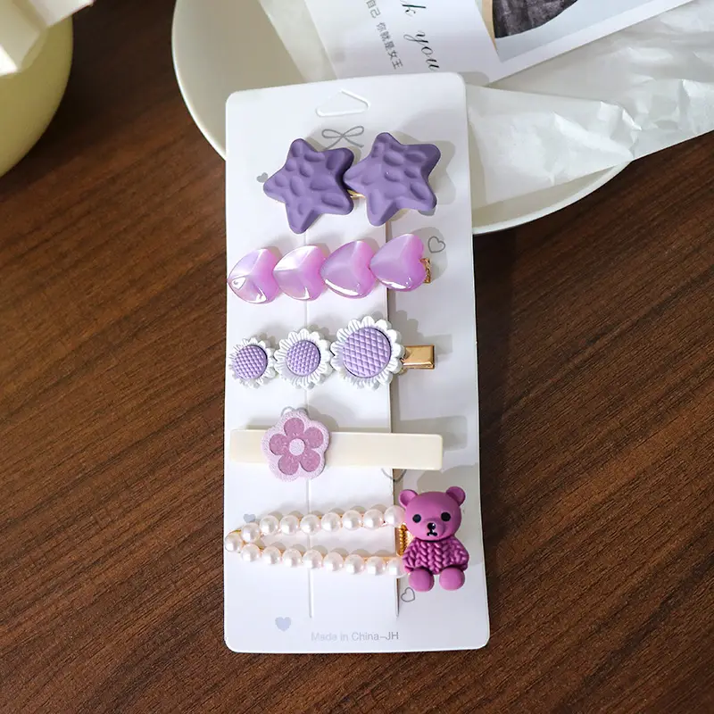 Women's Heart & Pearl Hairpins Set for Girls