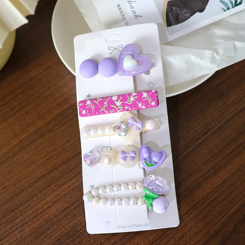Women's Heart & Pearl Hairpins Set for Girls