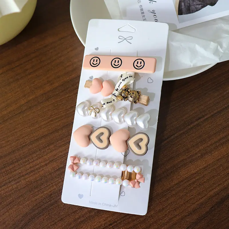 Women's Heart & Pearl Hairpins Set for Girls