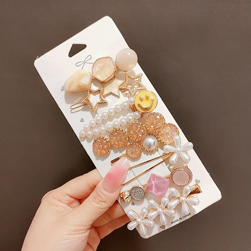 Women's Heart & Pearl Hairpins Set for Girls