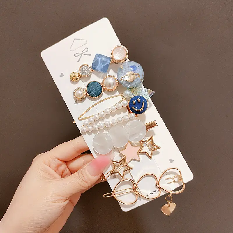 Women's Heart & Pearl Hairpins Set for Girls