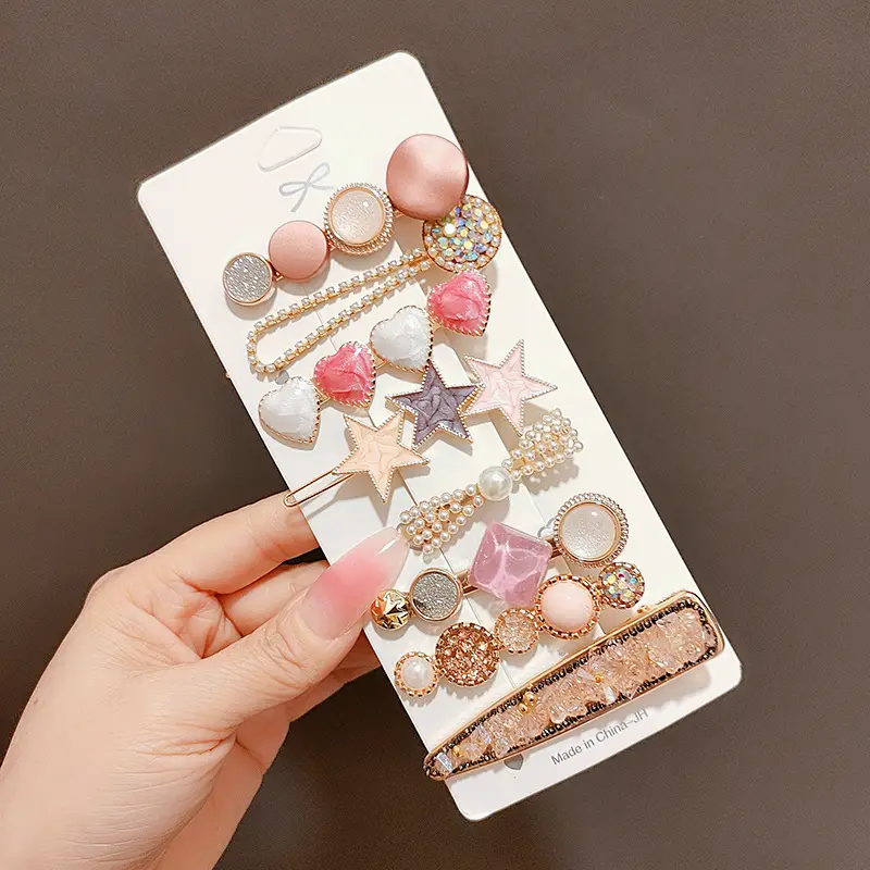 Women's Heart & Pearl Hairpins Set for Girls