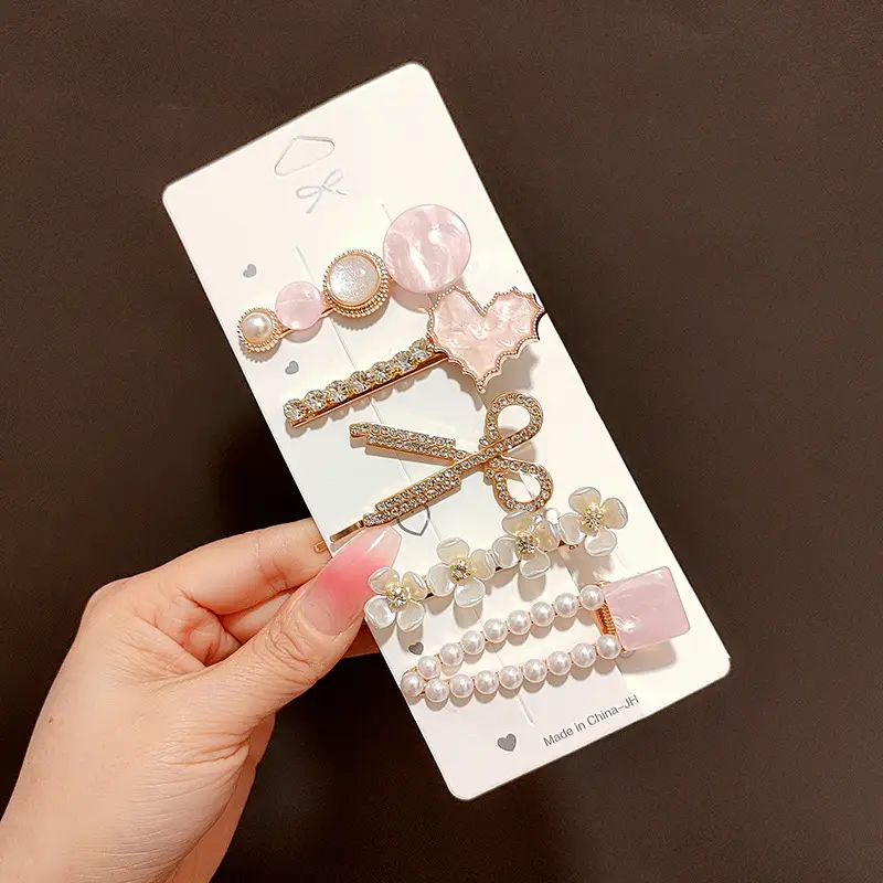 Women's Heart & Pearl Hairpins Set for Girls