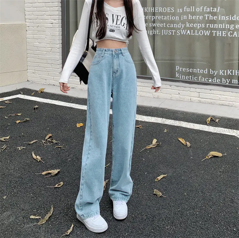 Women Straight Leg Jeans 2022 Wide Leg Dragging Pants — feature 10