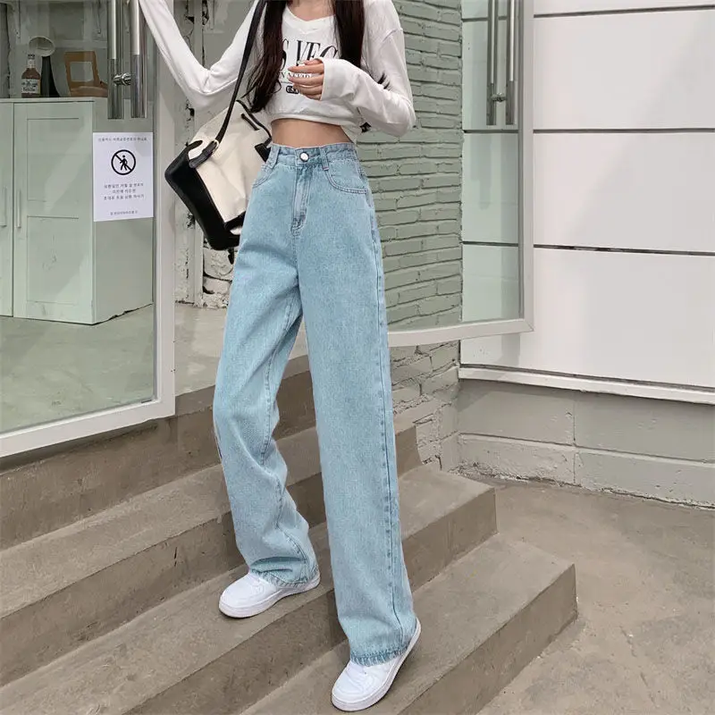 Women Straight Leg Jeans 2022 Wide Leg Dragging Pants — feature 13