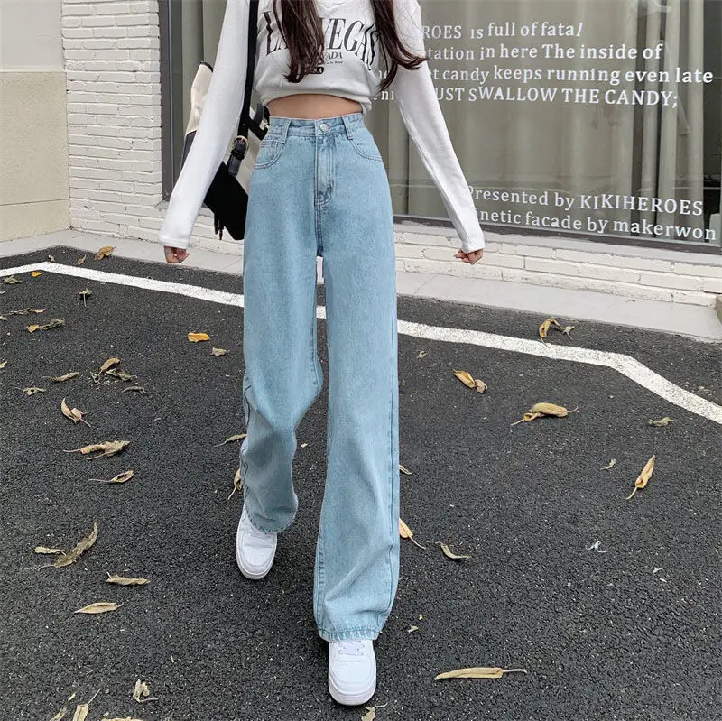Women Straight Leg Jeans 2022 Wide Leg Dragging Pants — feature 9