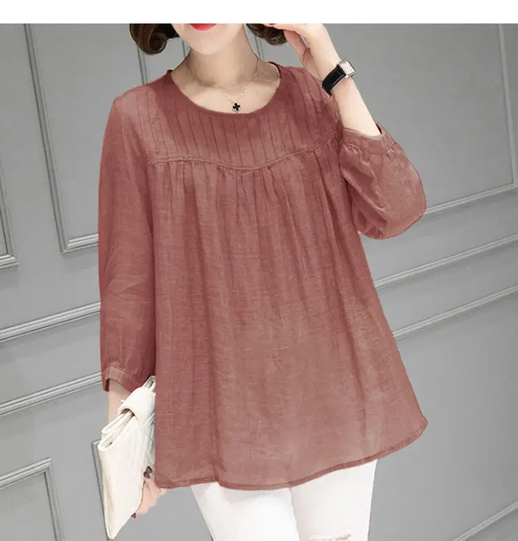 Women Cotton Linen Shirt Large Loose Sleeve Autumn Summer — feature 10