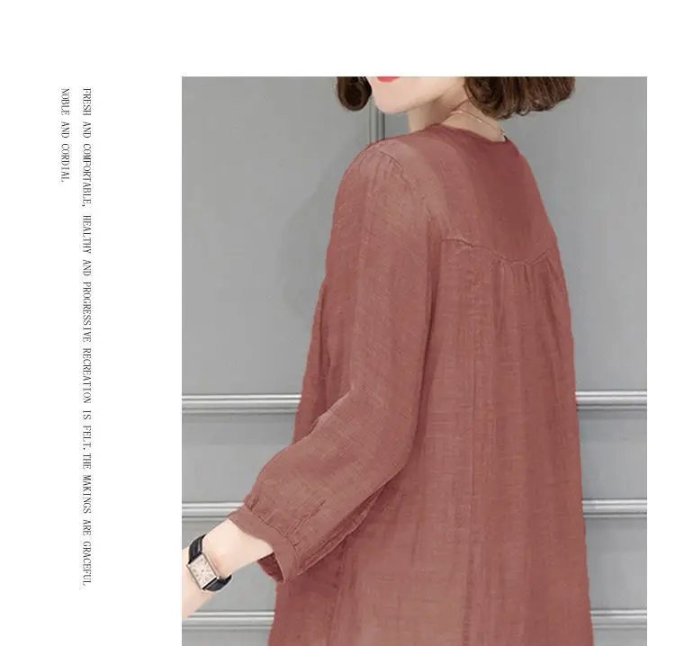 Women Cotton Linen Shirt Large Loose Sleeve Autumn Summer — feature 13