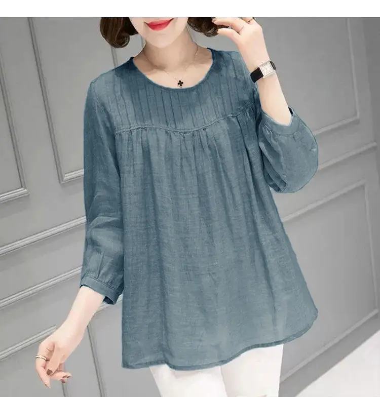 Women Cotton Linen Shirt Large Loose Sleeve Autumn Summer — feature 15