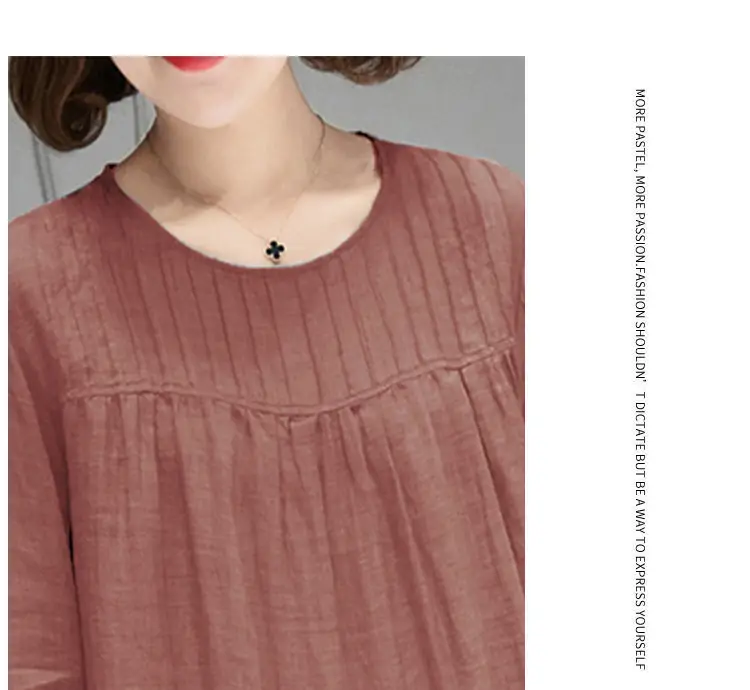 Women Cotton Linen Shirt Large Loose Sleeve Autumn Summer — feature 2