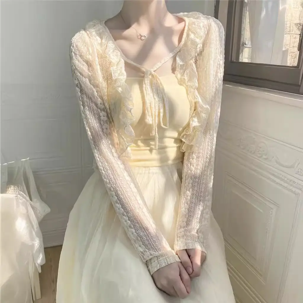 Women Floral Lace Cardigan Jacket Sun Protection Summer Shawl - Image 5