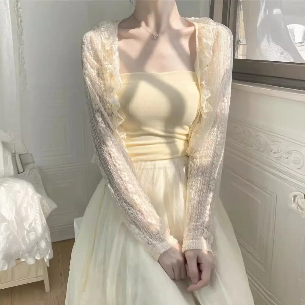 Women Floral Lace Cardigan Jacket Sun Protection Summer Shawl - Image 7