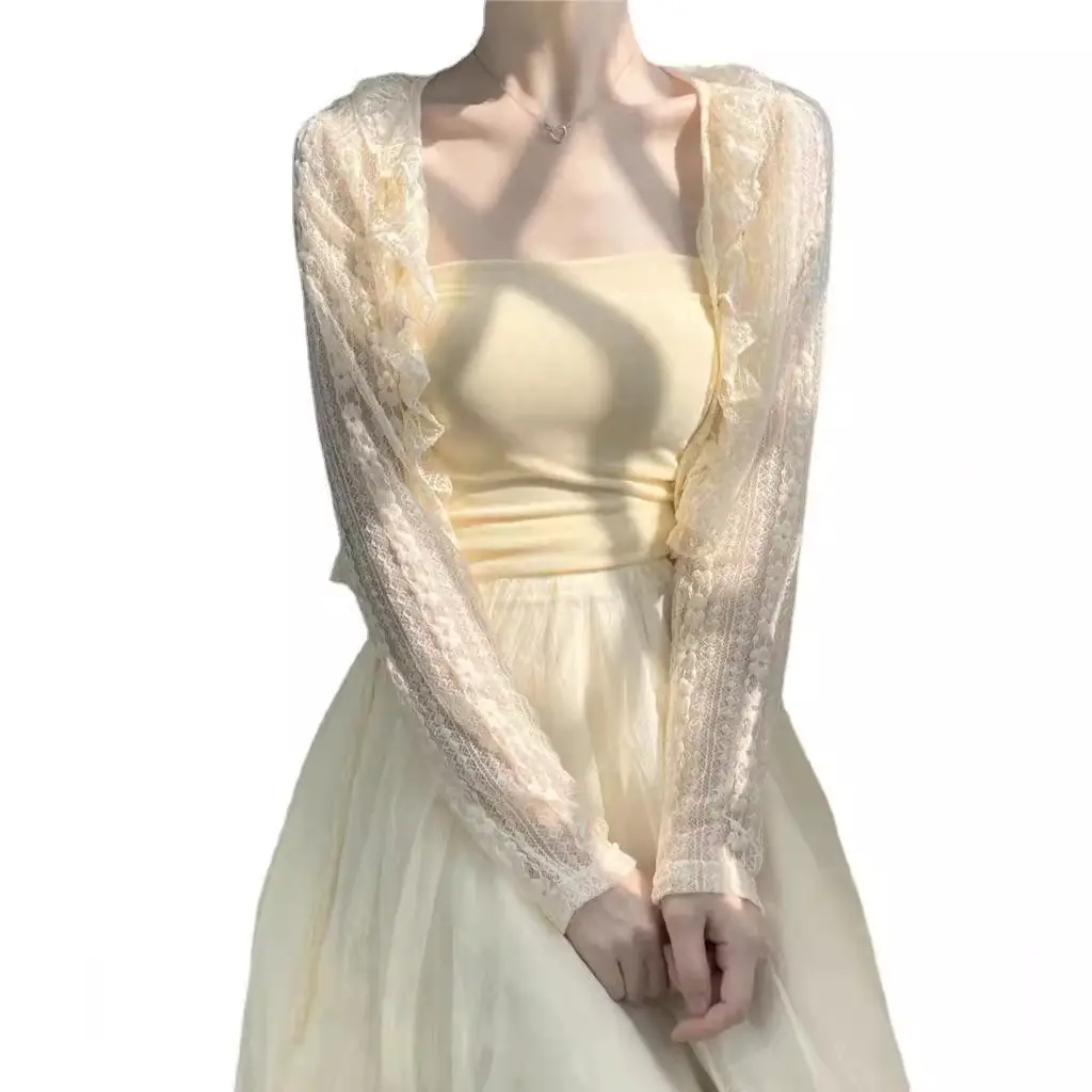 Women Floral Lace Cardigan Jacket Sun Protection Summer Shawl - Image 8