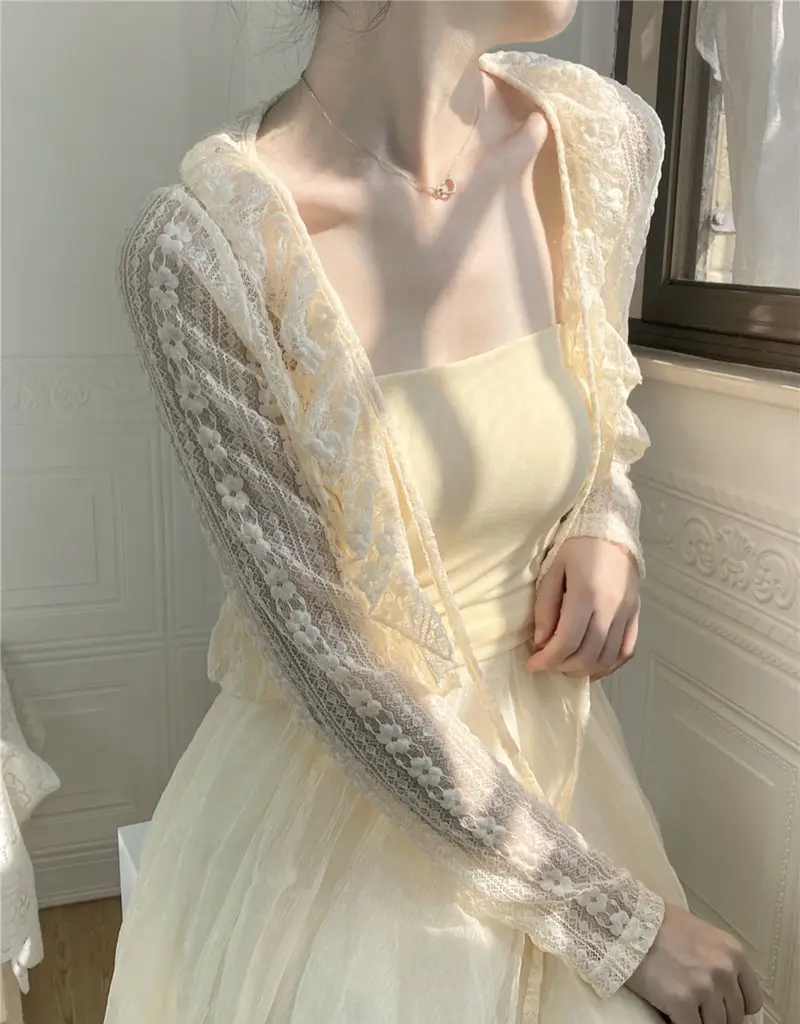 Women Floral Lace Cardigan Jacket Sun Protection Summer Shawl — feature 4