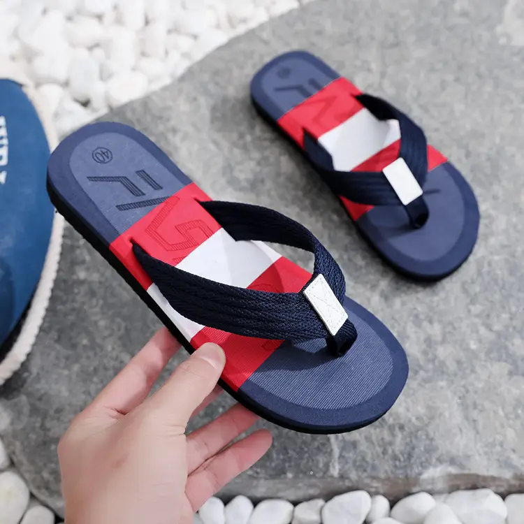 Men's Red Blue White Flip Flops Casual Summer Sandals