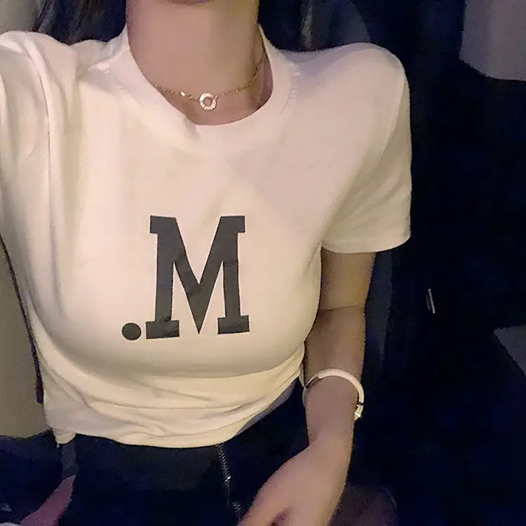 Women Short Sleeve M Print Top Pink 2025 - Image 4