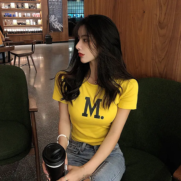 Women Short Sleeve M Print Top Pink 2025 — feature 16