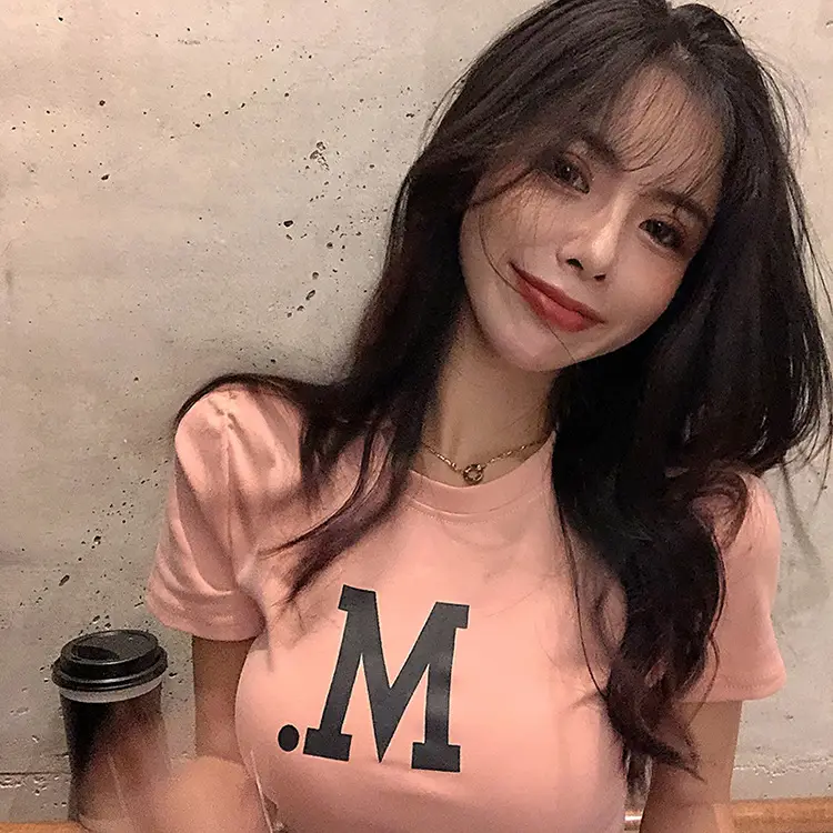 Women Short Sleeve M Print Top Pink 2025 — feature 4