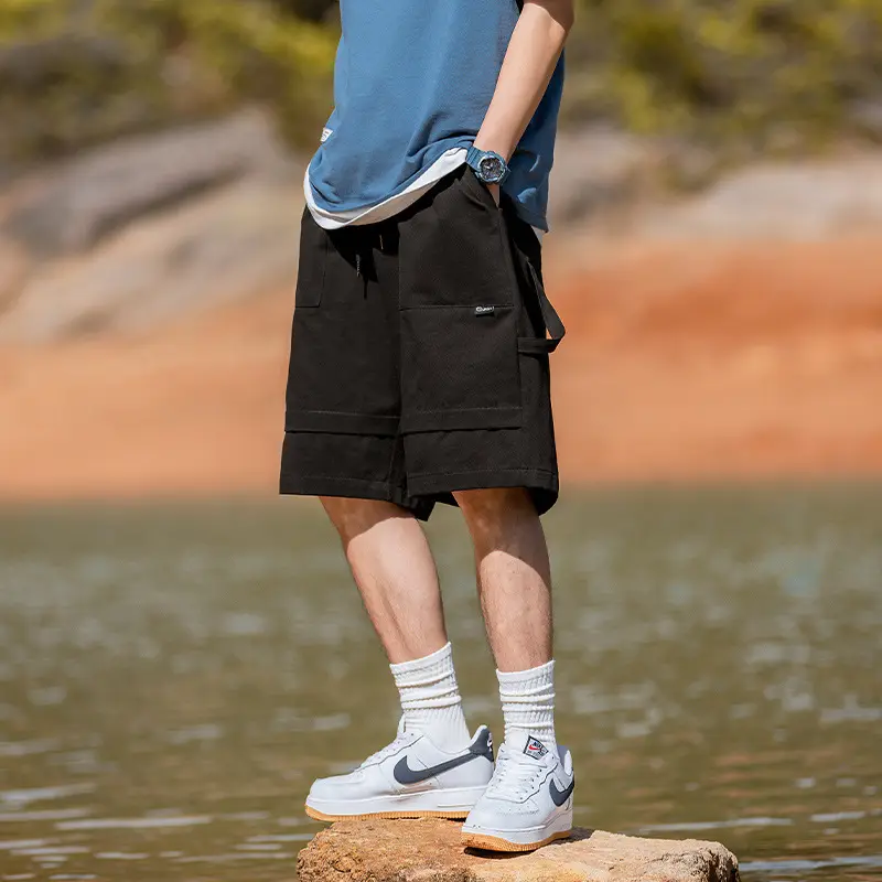 Helu Men's Black Cargo Shorts 2025 Summer - Image 6