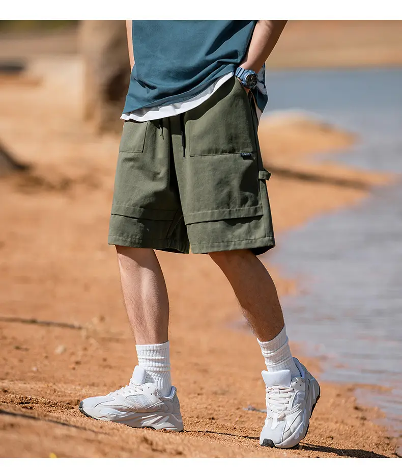 Helu Men's Black Cargo Shorts 2025 Summer — feature 13