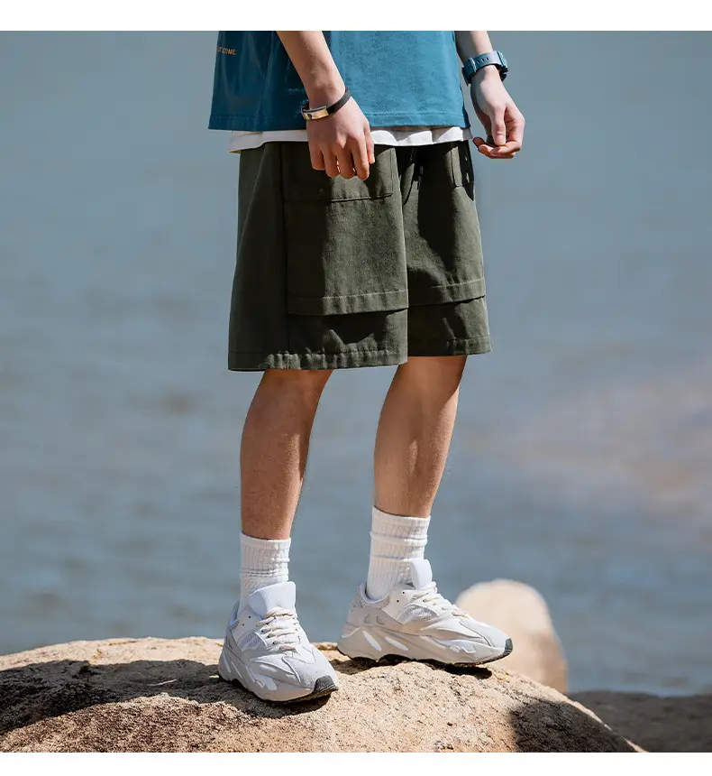 Helu Men's Black Cargo Shorts 2025 Summer — feature 14