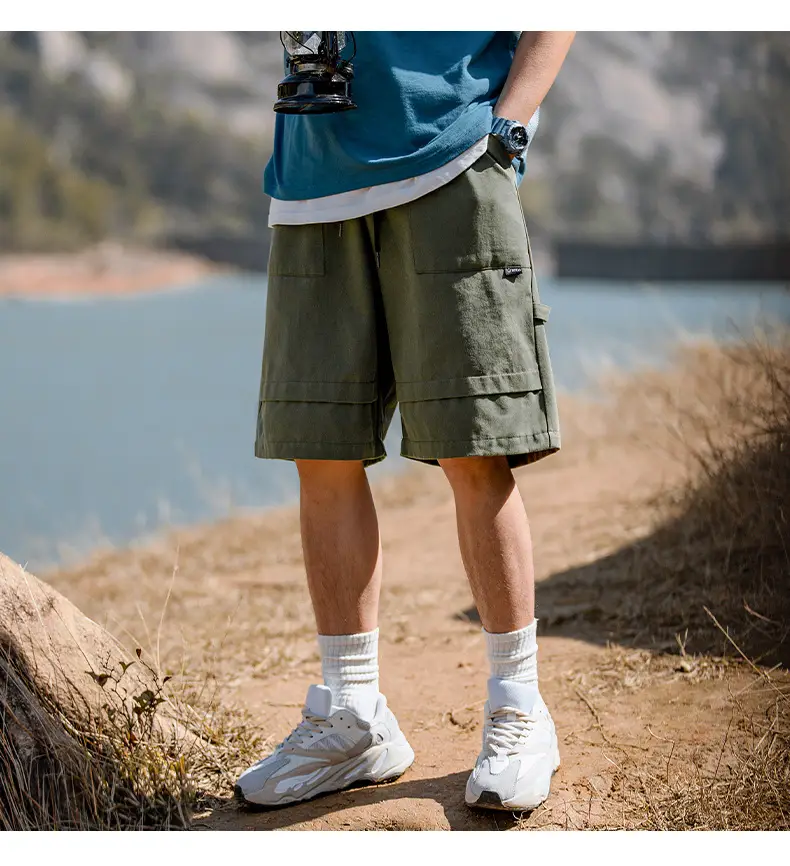 Helu Men's Black Cargo Shorts 2025 Summer — feature 16