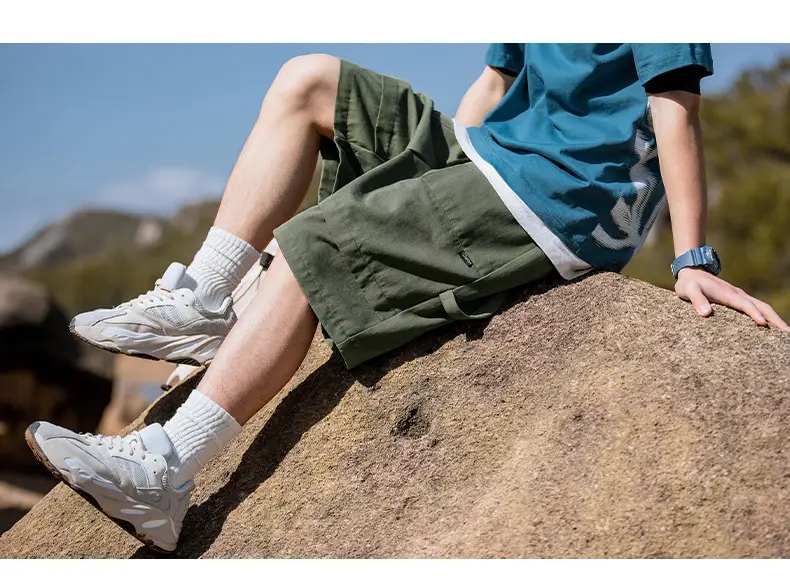 Helu Men's Black Cargo Shorts 2025 Summer — feature 17