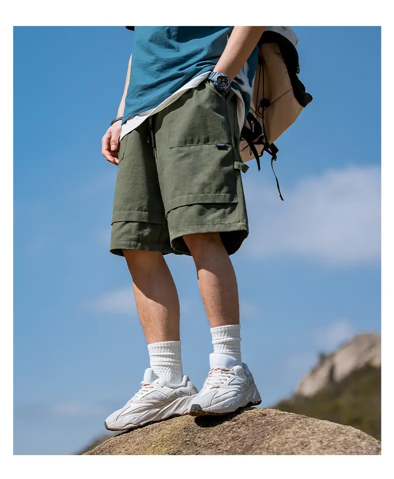 Helu Men's Black Cargo Shorts 2025 Summer — feature 18