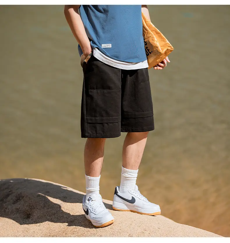 Helu Men's Black Cargo Shorts 2025 Summer — feature 21